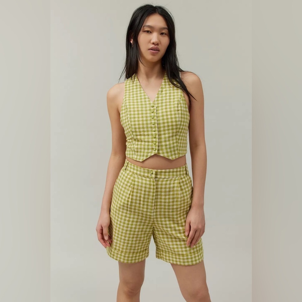 NEW BDG Brian Gingham Vest & Short Set